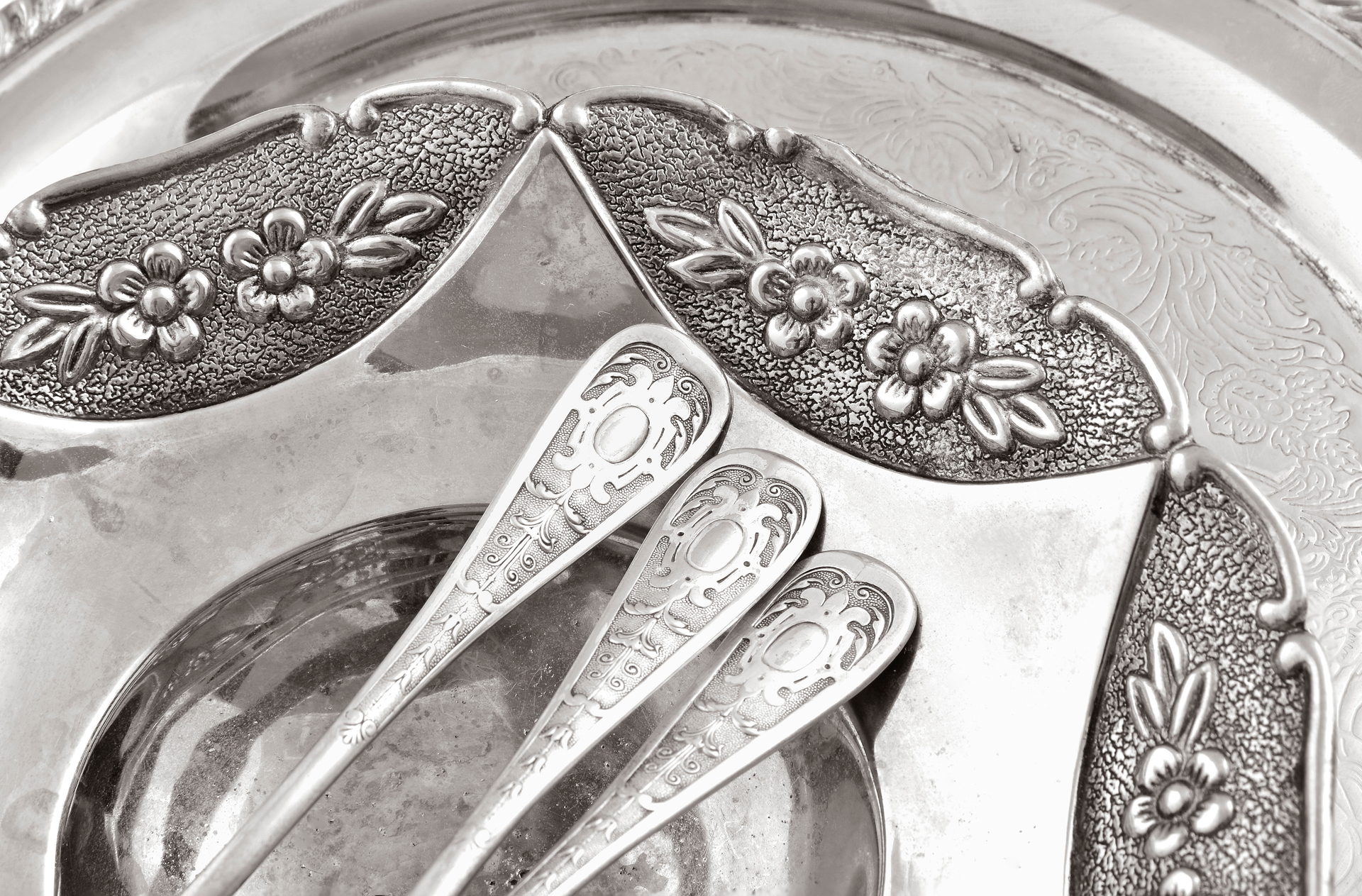 Vaisselle argenterie plateau ancien en argent